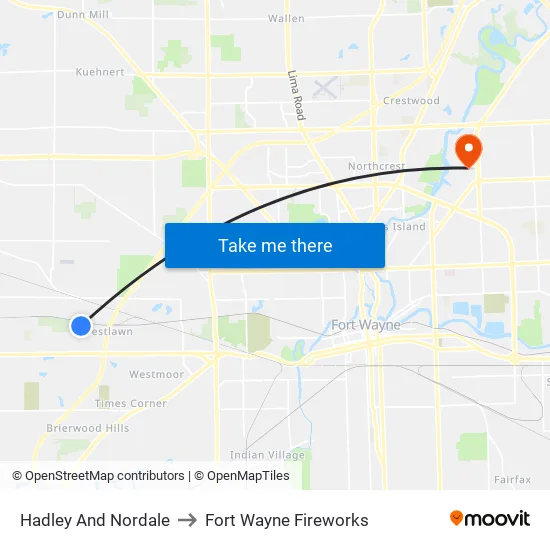 Stellhorn at Haffner (Wb) to Fort Wayne Fireworks map