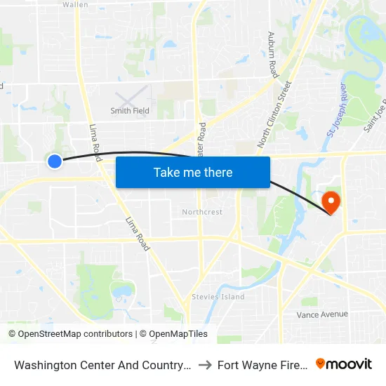 Washington Center And Country Forest Dr to Fort Wayne Fireworks map