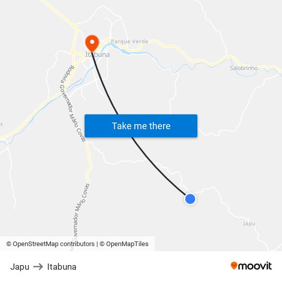 Japu to Itabuna map