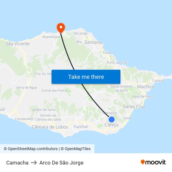 Camacha to Arco De São Jorge map