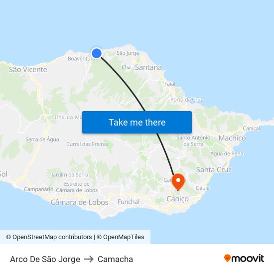 Arco De São Jorge to Camacha map
