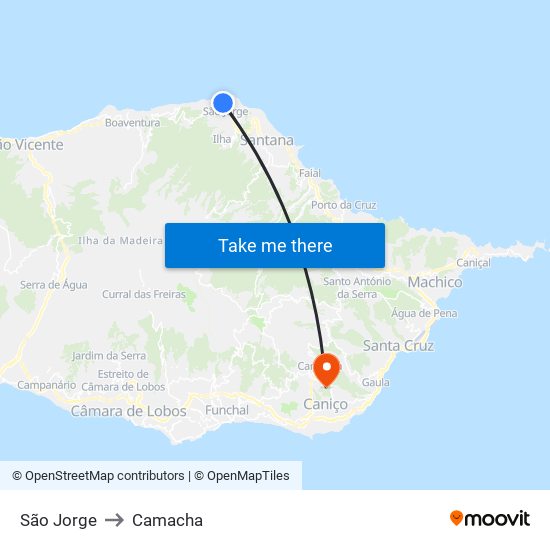 São Jorge to Camacha map