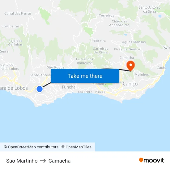 São Martinho to Camacha map