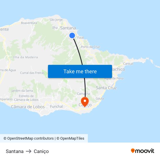 Santana to Caniço map
