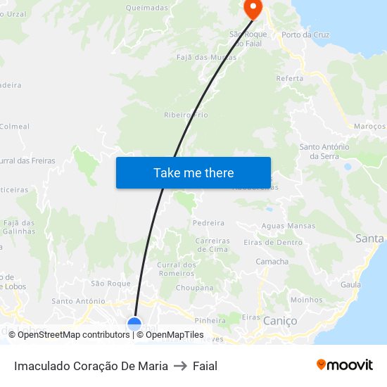 Imaculado Coração De Maria to Faial map