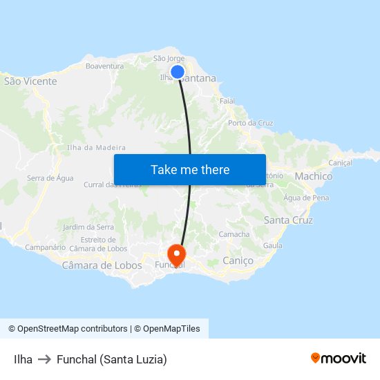 Ilha to Funchal (Santa Luzia) map