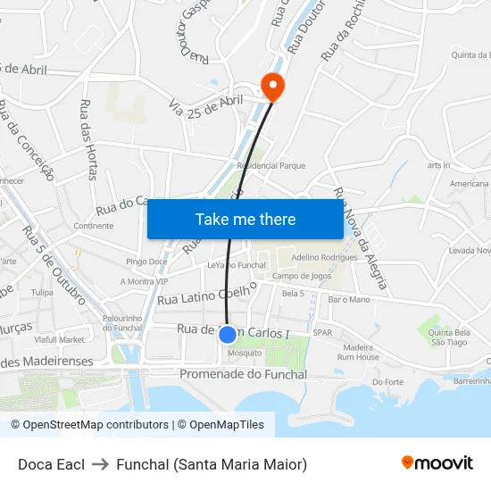 Doca Eacl to Funchal (Santa Maria Maior) map