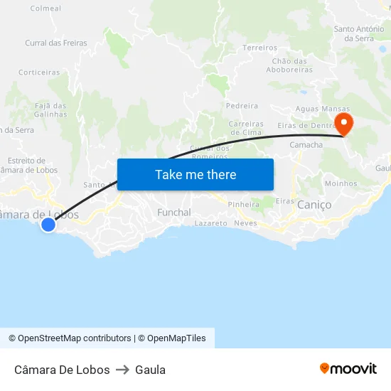 Câmara De Lobos to Gaula map