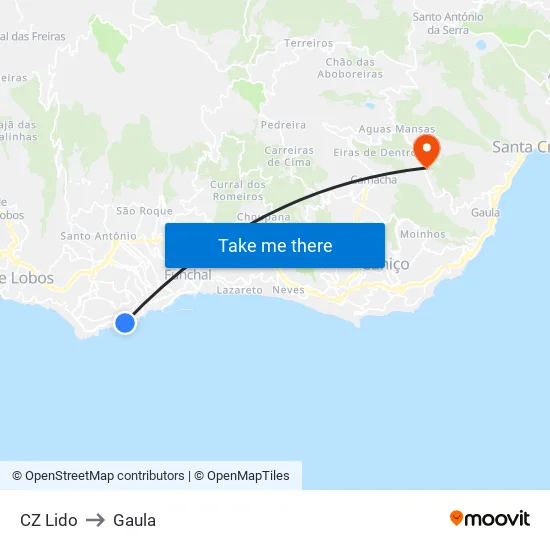 CZ Lido to Gaula map