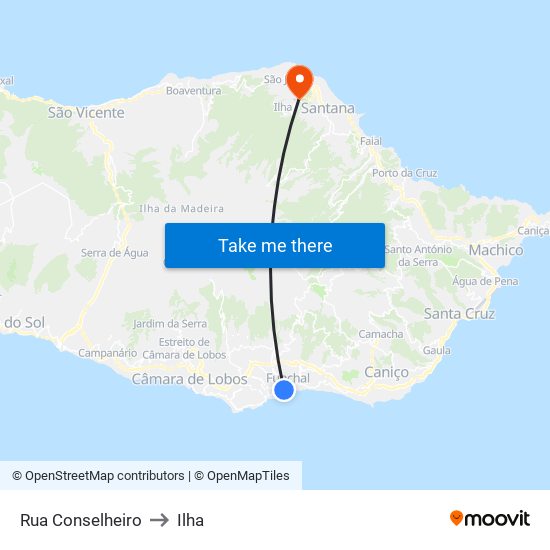 Rua Conselheiro to Ilha map