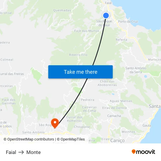 Faial to Monte map