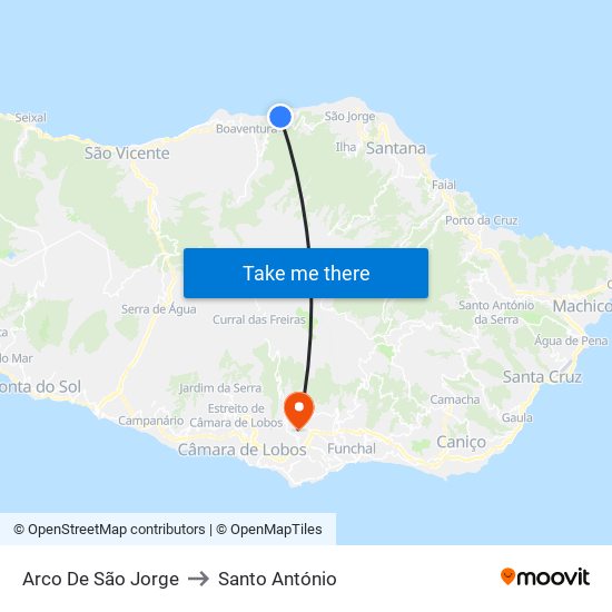 Arco De São Jorge to Santo António map