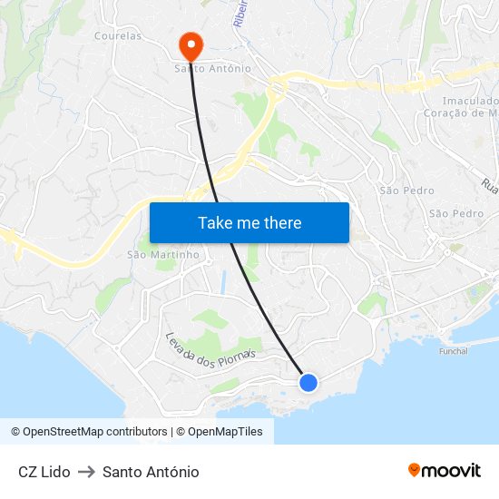 CZ Lido to Santo António map