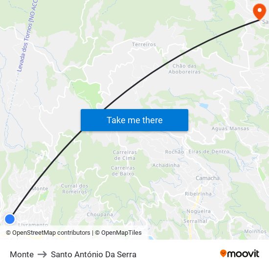 Monte to Santo António Da Serra map