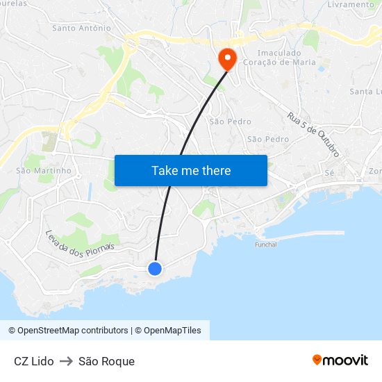 CZ Lido to São Roque map