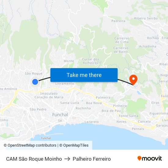 CAM São Roque  Moinho to Palheiro Ferreiro map