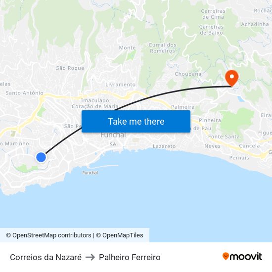 Correios da Nazaré to Palheiro Ferreiro map