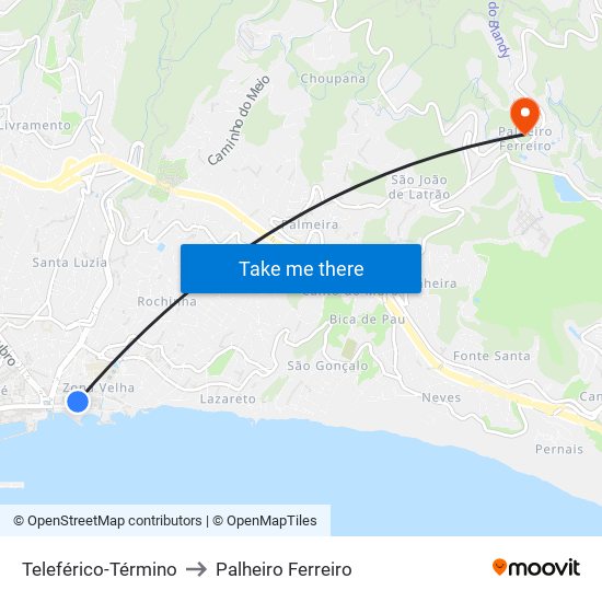 Teleférico-Término to Palheiro Ferreiro map