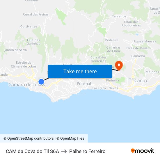 CAM da Cova do Til  S6A to Palheiro Ferreiro map