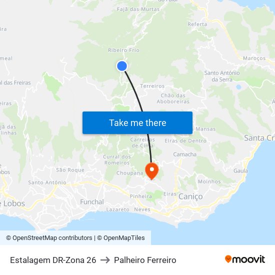 Estalagem DR-Zona 26 to Palheiro Ferreiro map