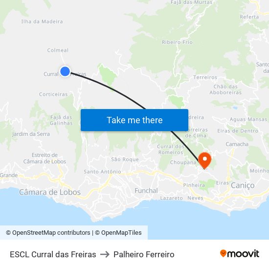 ESCL Curral das Freiras to Palheiro Ferreiro map
