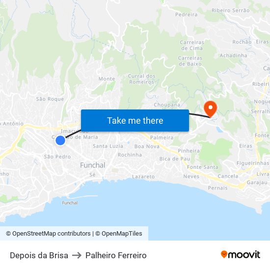 Depois da Brisa to Palheiro Ferreiro map