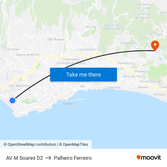 AV M Soares D2 to Palheiro Ferreiro map
