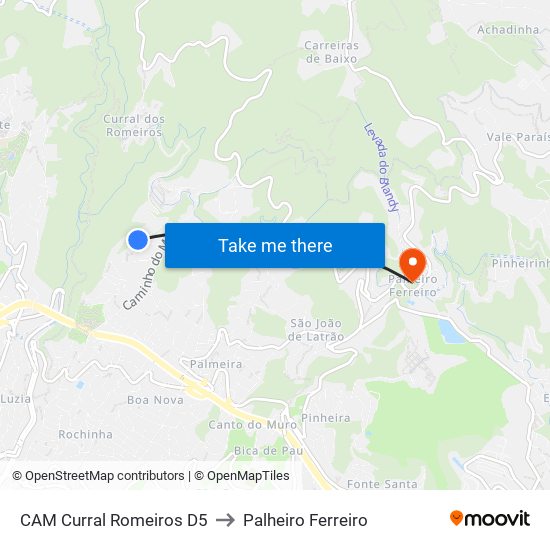 CAM Curral Romeiros  D5 to Palheiro Ferreiro map
