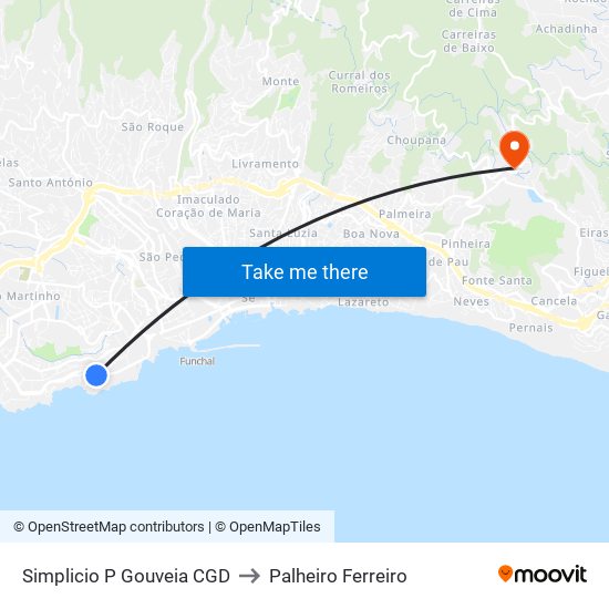 Simplicio P Gouveia CGD to Palheiro Ferreiro map