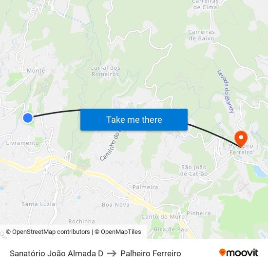 Sanatório João Almada  D to Palheiro Ferreiro map