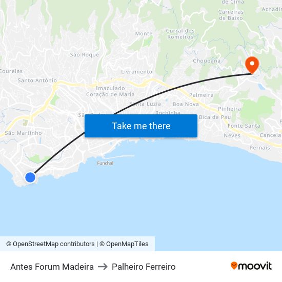 Antes Forum Madeira to Palheiro Ferreiro map