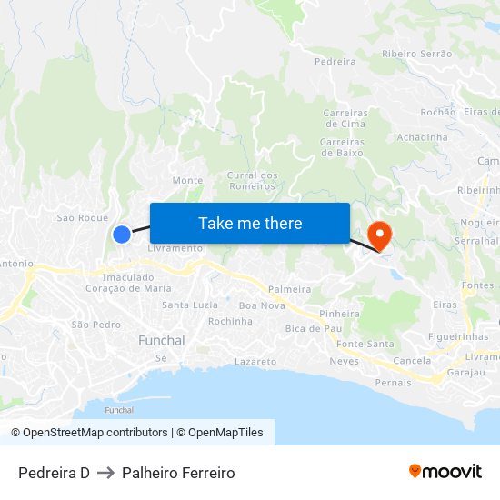 Pedreira  D to Palheiro Ferreiro map