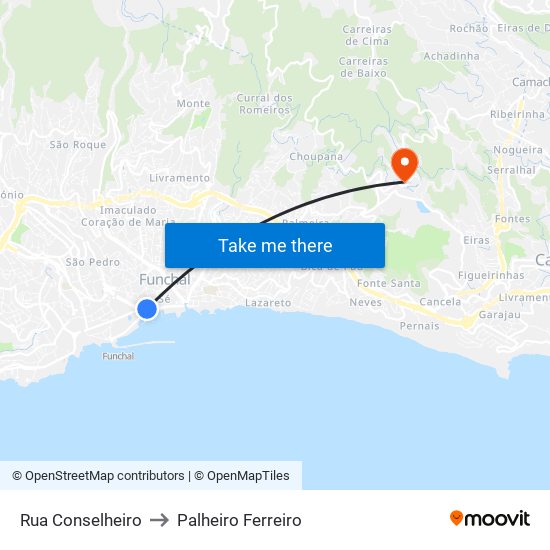 Rua Conselheiro to Palheiro Ferreiro map