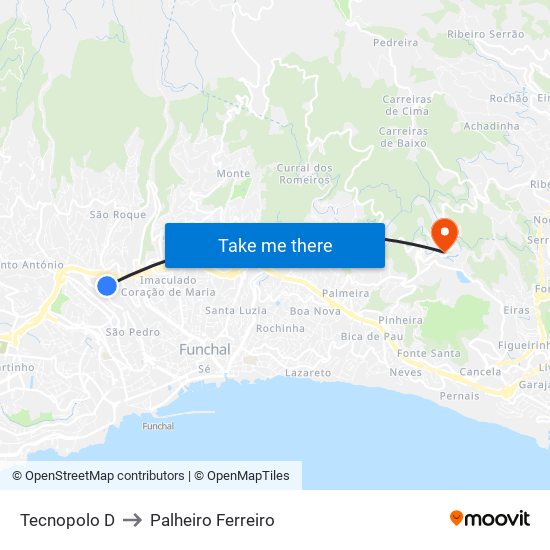 Tecnopolo  D to Palheiro Ferreiro map