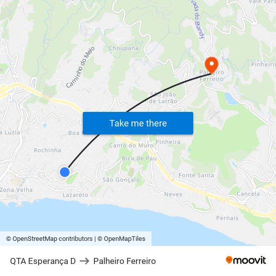 QTA Esperança  D to Palheiro Ferreiro map