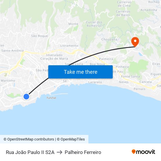 Rua João Paulo II  S2A to Palheiro Ferreiro map