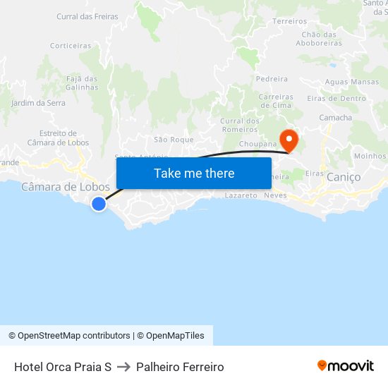 Hotel Orca Praia  S to Palheiro Ferreiro map