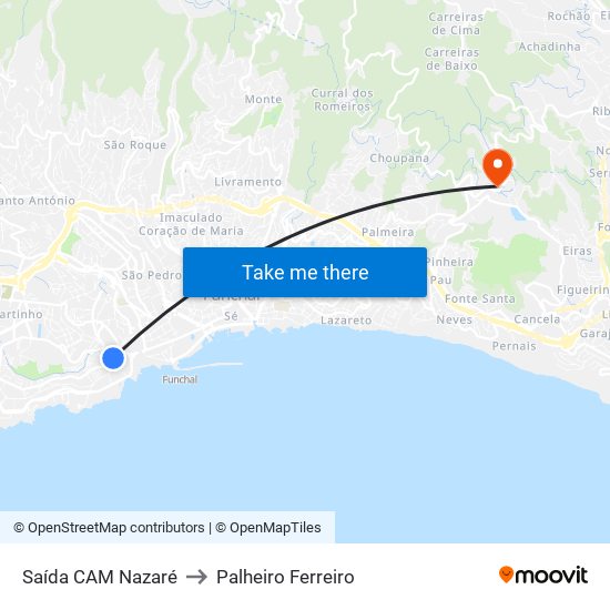 Saída CAM Nazaré to Palheiro Ferreiro map