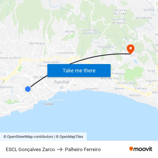 ESCL Gonçalves Zarco to Palheiro Ferreiro map