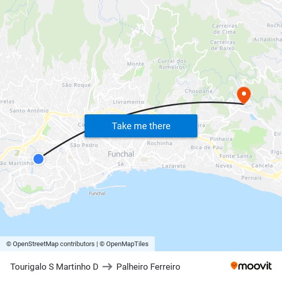 Tourigalo  S Martinho  D to Palheiro Ferreiro map