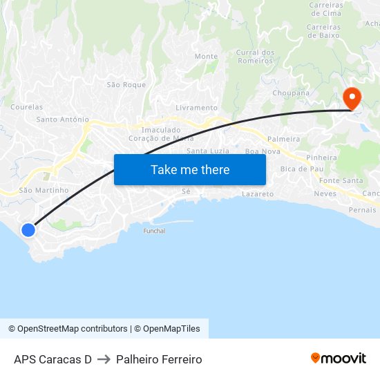APS Caracas  D to Palheiro Ferreiro map