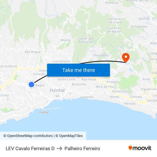 LEV Cavalo  Ferreiras  D to Palheiro Ferreiro map