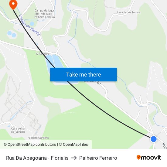 Rua Da Abegoaria - Florialis to Palheiro Ferreiro map