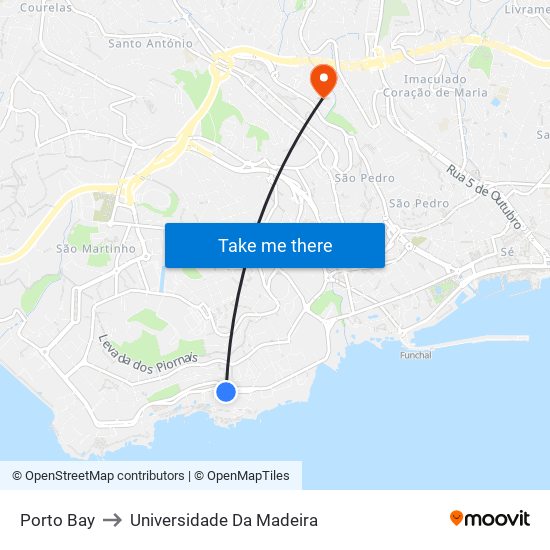 Porto Bay to Universidade Da Madeira map