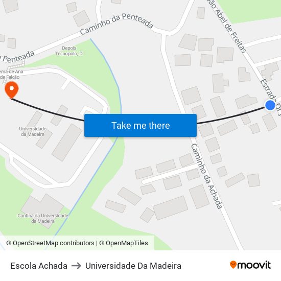 Escola Achada to Universidade Da Madeira map