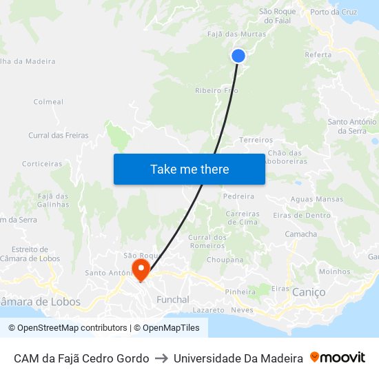 CAM da Fajã Cedro Gordo to Universidade Da Madeira map