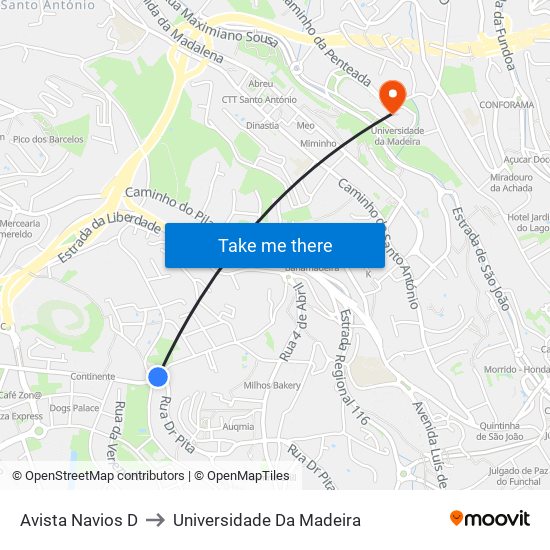Avista Navios  D to Universidade Da Madeira map