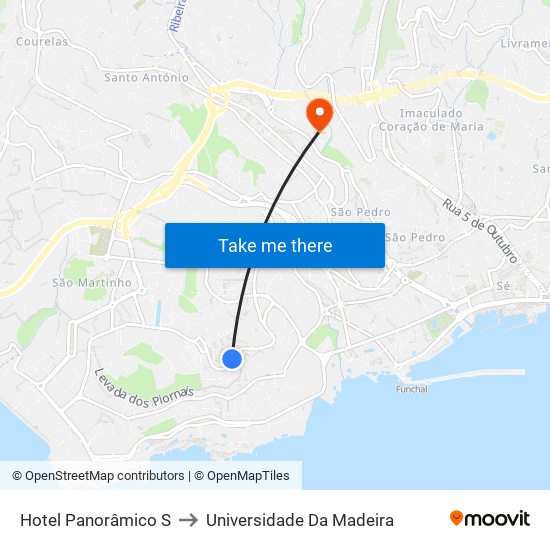 Hotel Panorâmico  S to Universidade Da Madeira map
