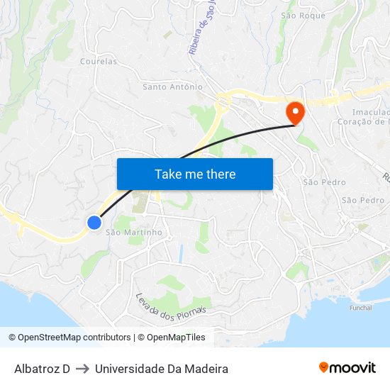 Albatroz  D to Universidade Da Madeira map
