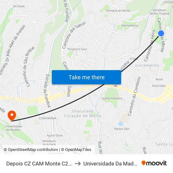 Depois CZ CAM Monte C22 D to Universidade Da Madeira map